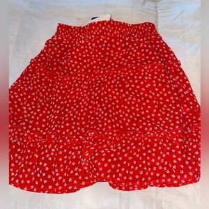 Red Floral Skirt, XS